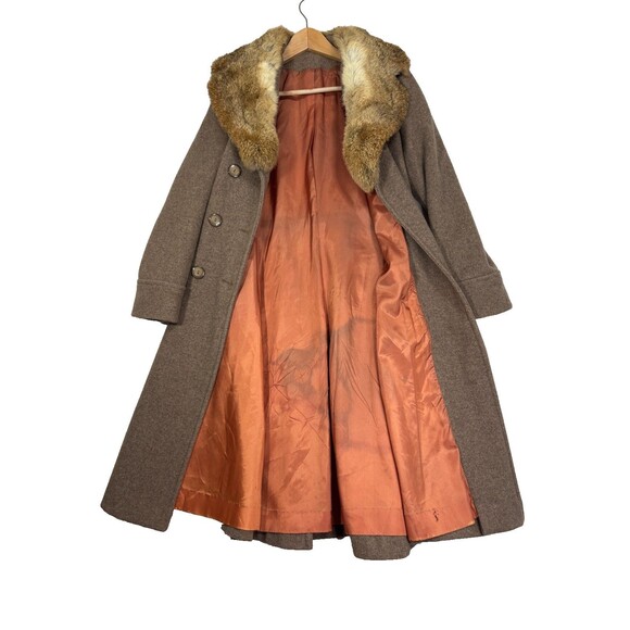 Vtg Michelle Wool Blend Rabbit Fur Trim Double Breasted Peacoat Retro Glam Sz S - Picture 7 of 14